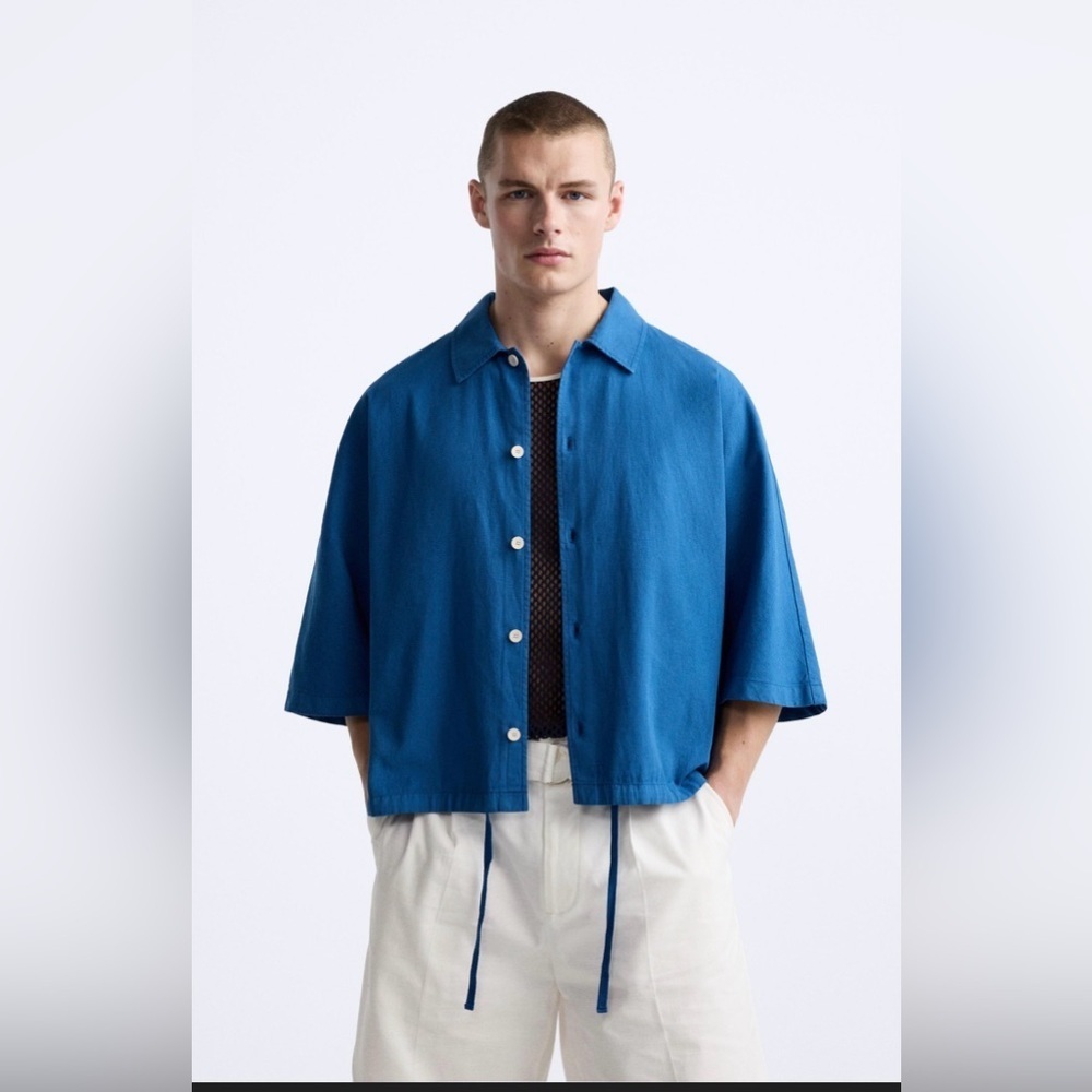BNWOT Zara Men’s Light Weight Washed Boxy Fit Shirt Size L